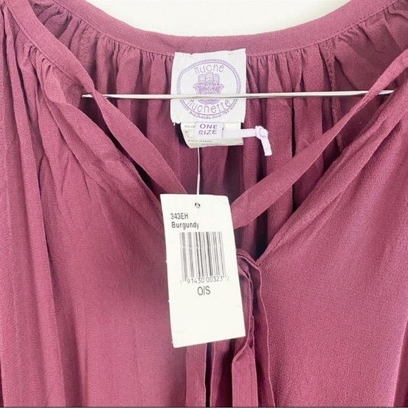 Muche et Muchette Burgundy One Size Long Sleeve Lightweight Boho Dress NEW - Picture 3 of 7